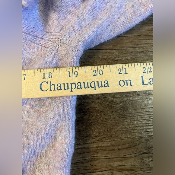 Madewell Womens Small Purple Bobble Pom Pom V-neck Wool Blend Sweater E2 - Picture 6 of 7